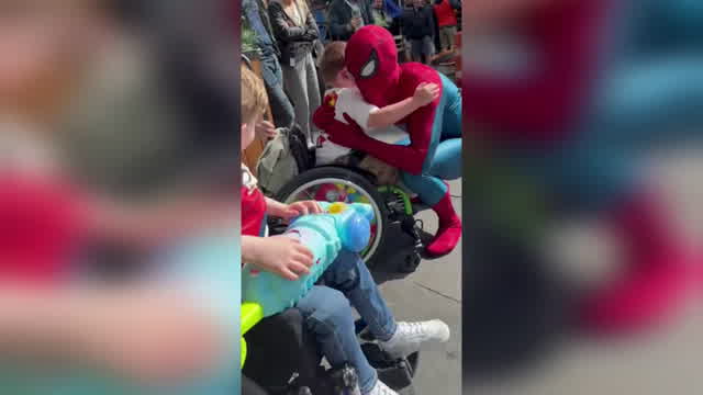 Boy Inspired by Spider-Man Takes First Steps After Meeting Hero