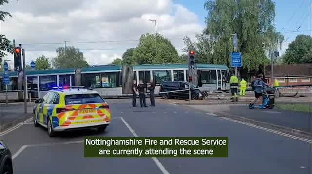 Three taken to hospital after crash involving tram and car in ...
