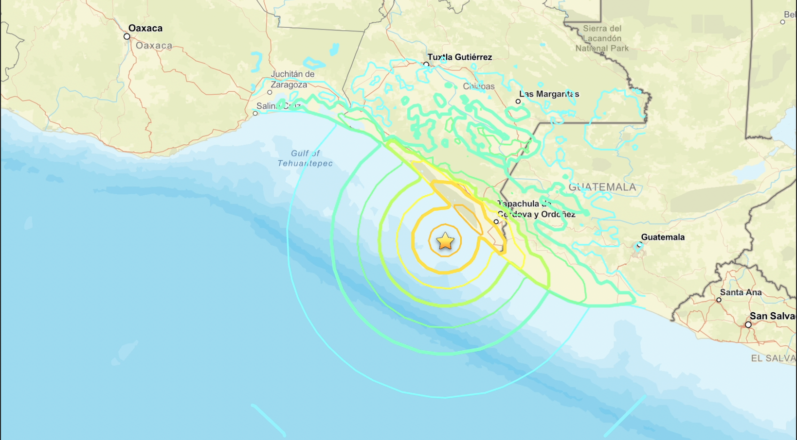 USGS map shows location of epicentre