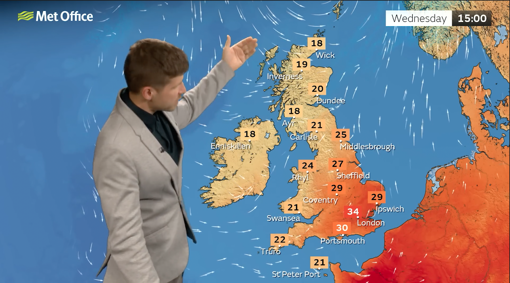 Met Office warns 30 counties of heavy rain as heatwave hits south-east