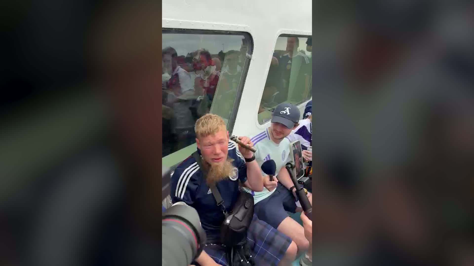 Tartan Army fan shaves beard for charity on Scotland party boat in Boston