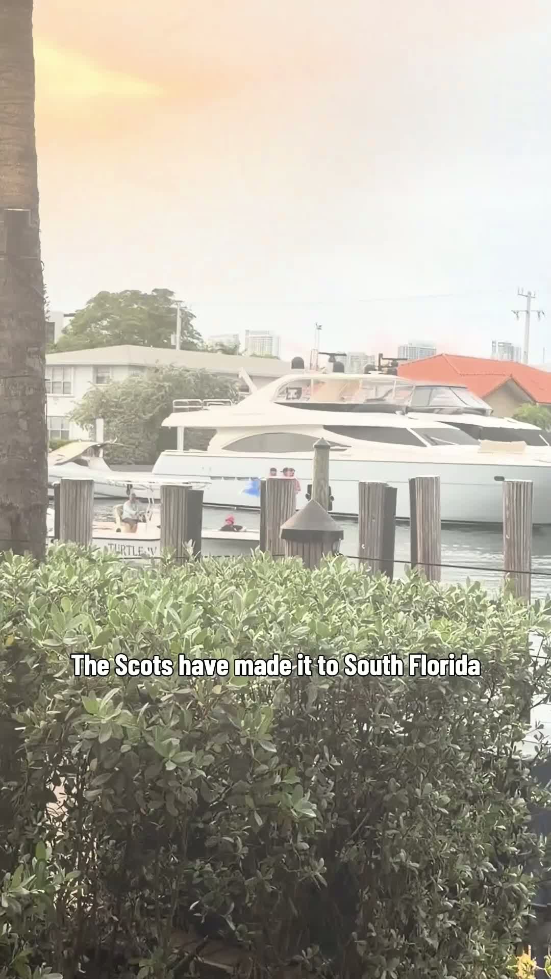 Topless Tartan Army Sail Down Miami River as Americans Warn of Sunburn
