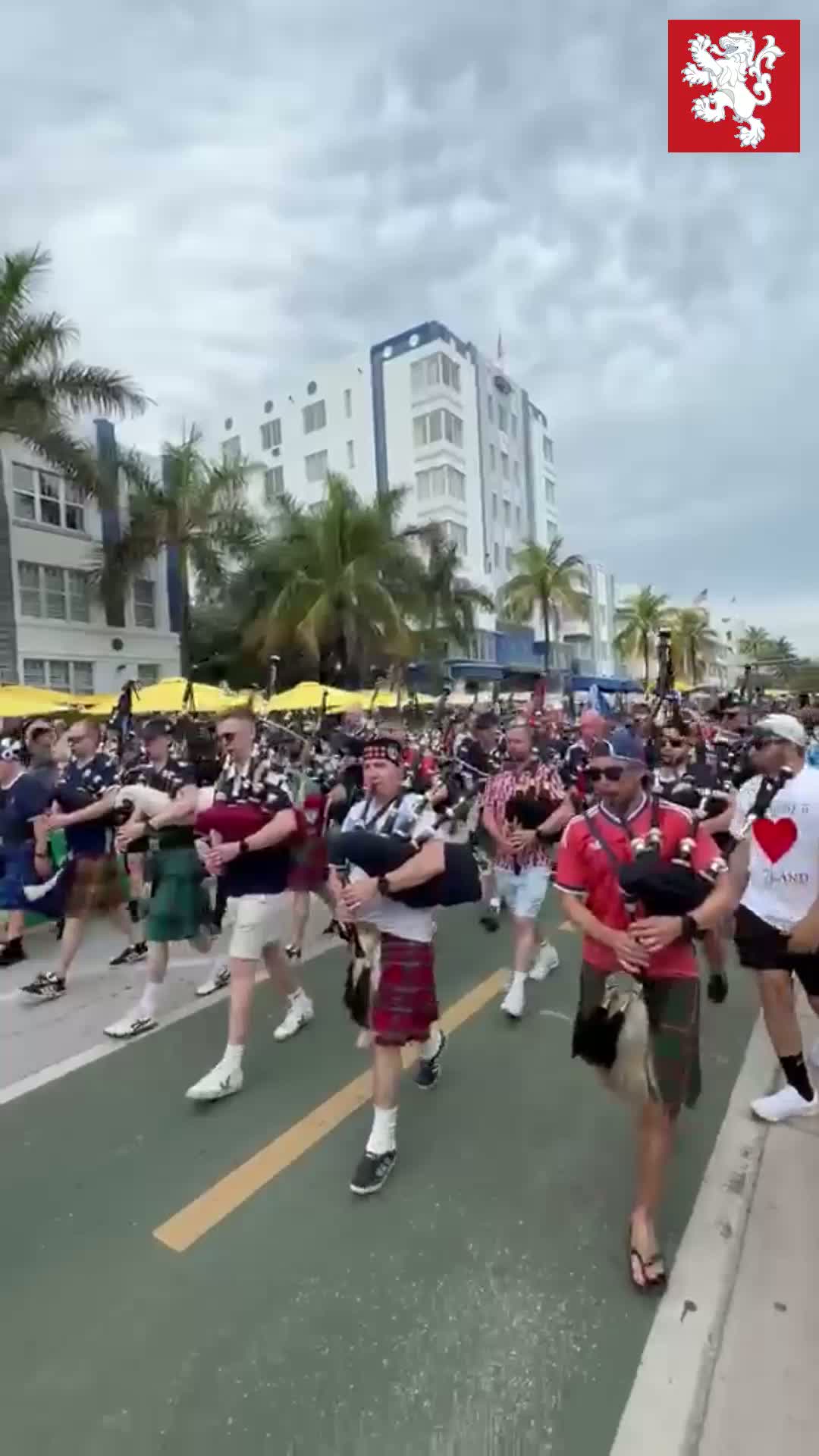 Scotland Fans Turn Miami's South Beach into Tartan Sea with March