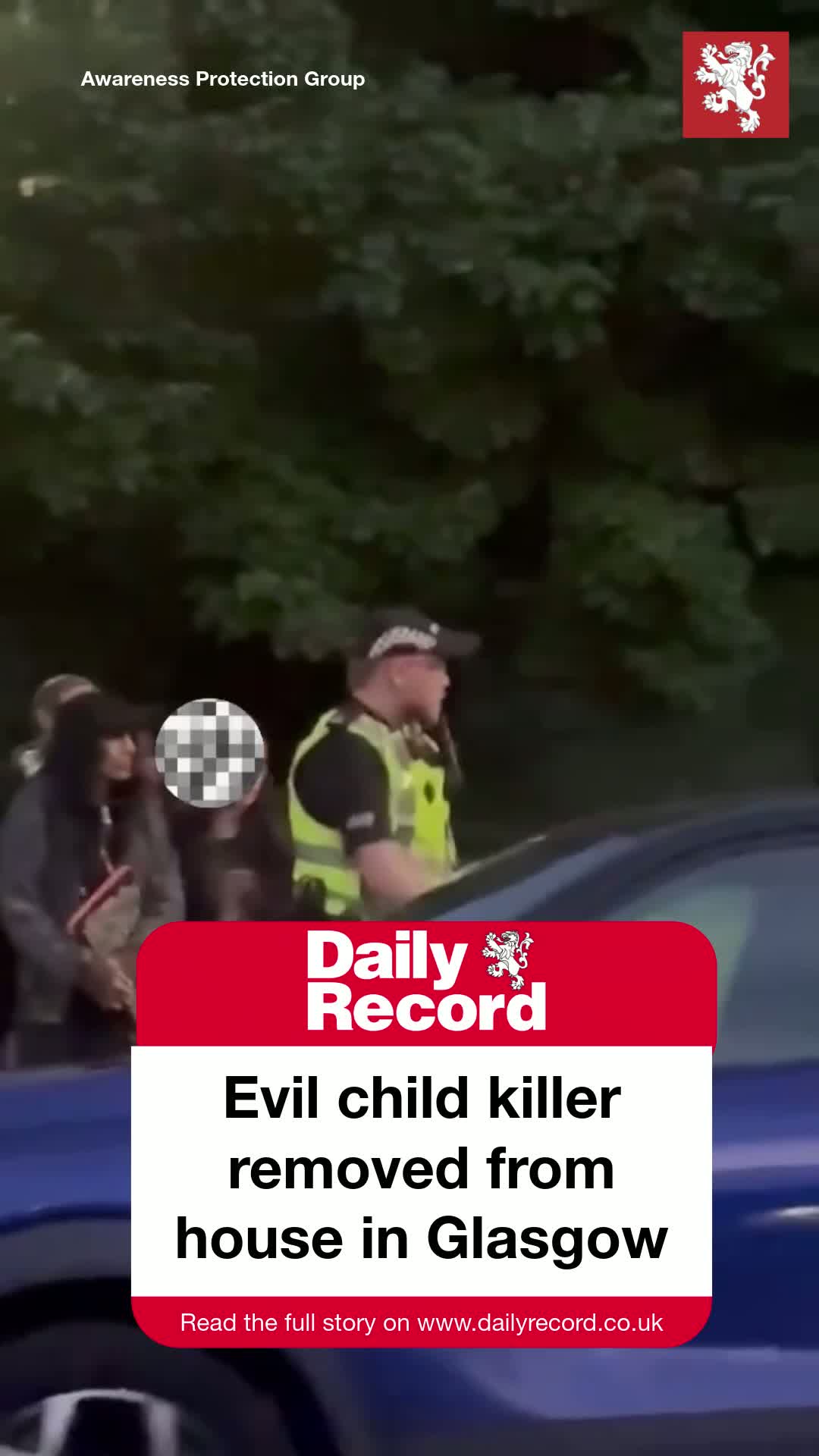 Child killer Rosdeep Adekoya removed from Glasgow home by police after protest