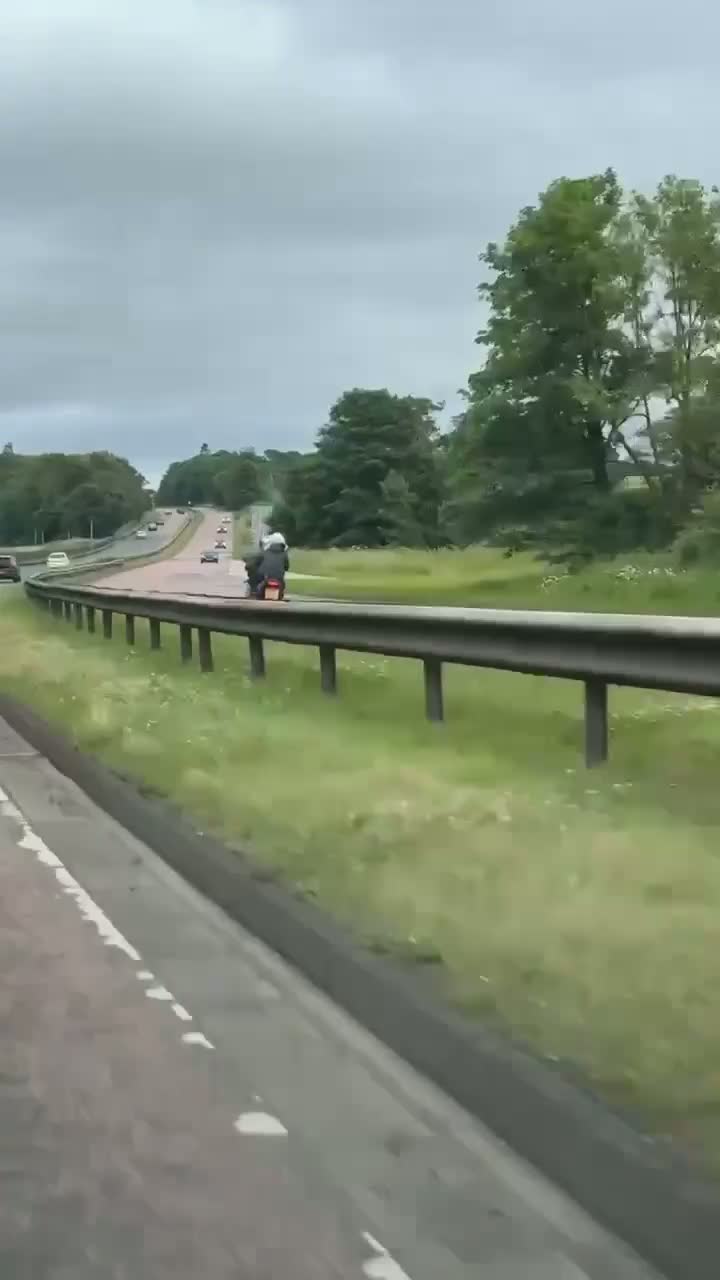 Motorcyclist 'flying up wrong side of A90' with passenger in shocking footage