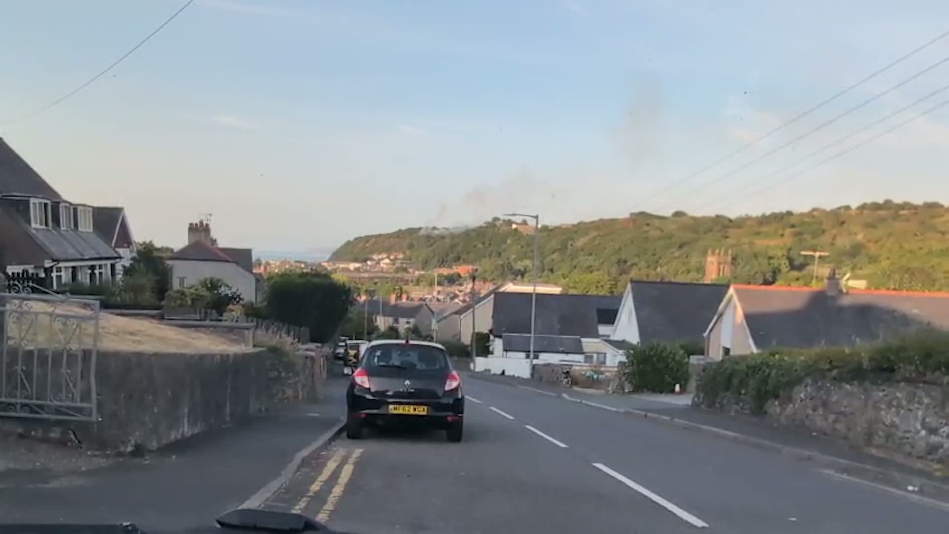Wildfire breaks out on hills above Welsh city Bangor