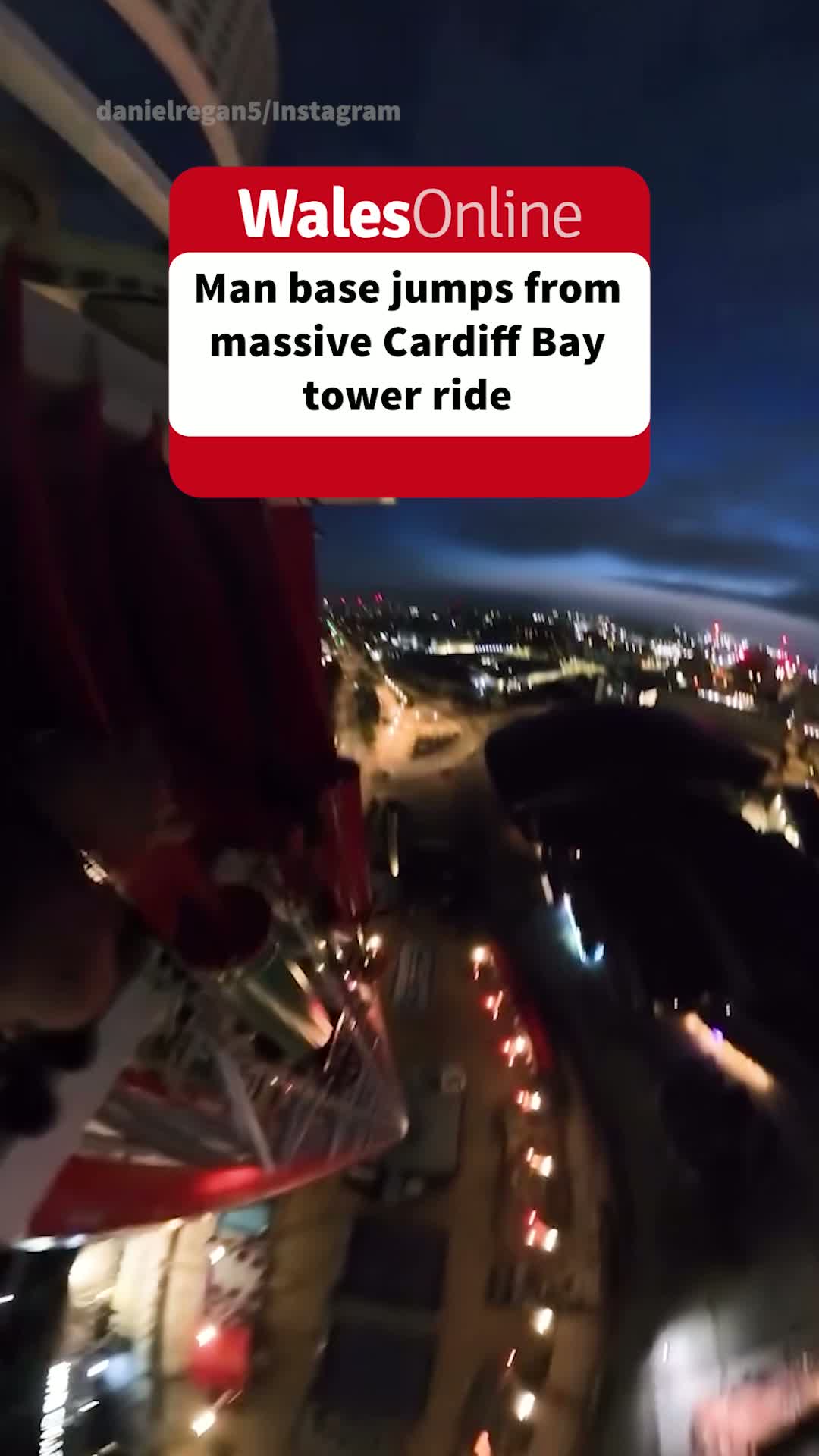 Man jumps 260ft from huge tower above Cardiff Bay
