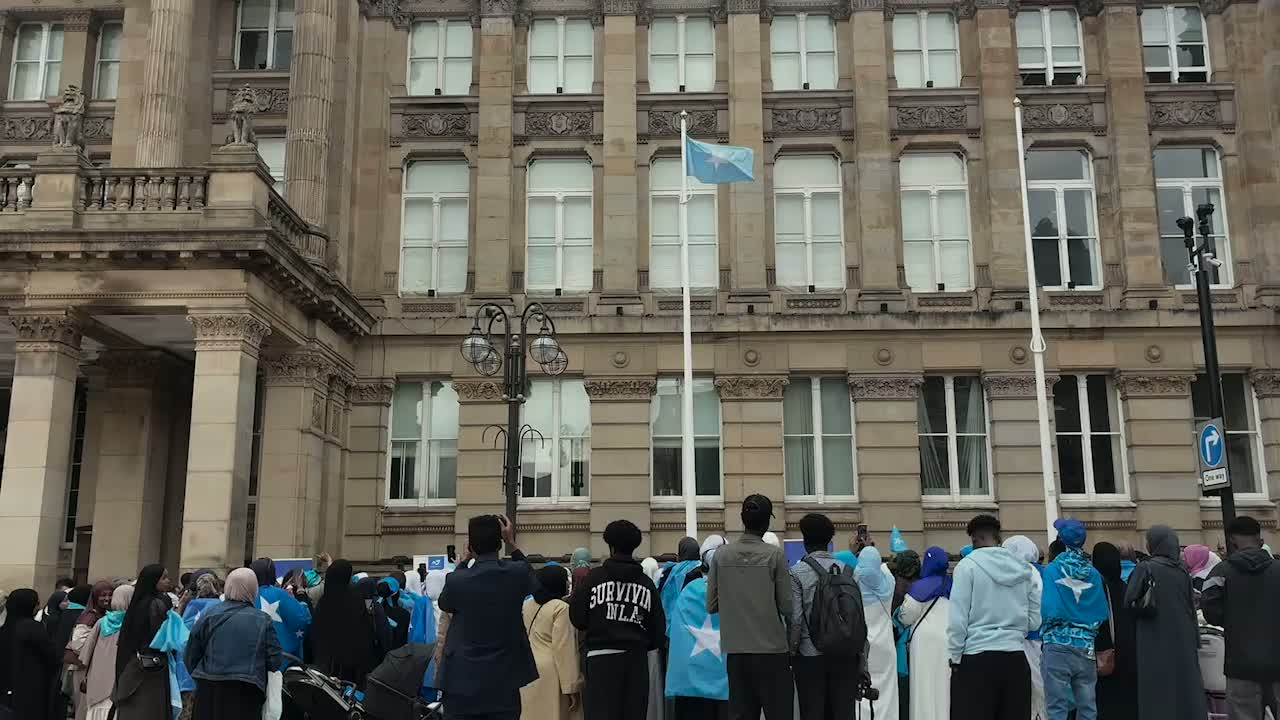 Library of Birmingham lights up blue and white for Somali independence celebration