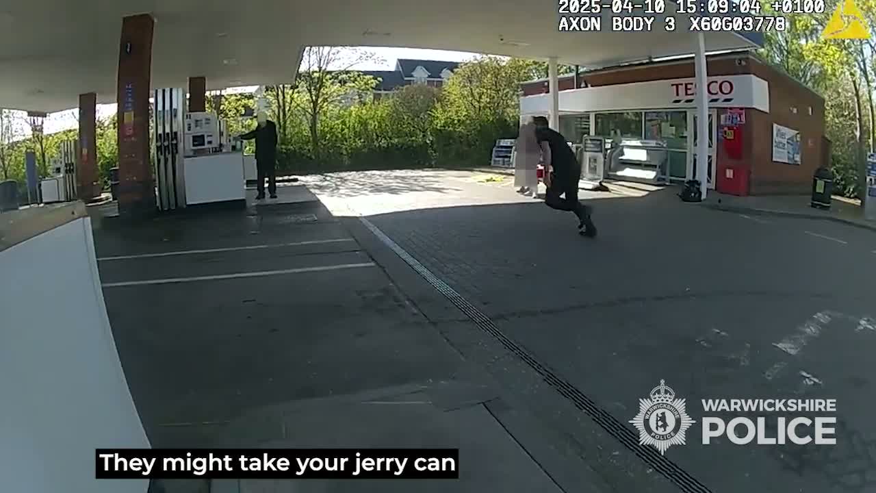 Heroic Cop Risks Life to Stop Man Setting Himself on Fire at Petrol Station