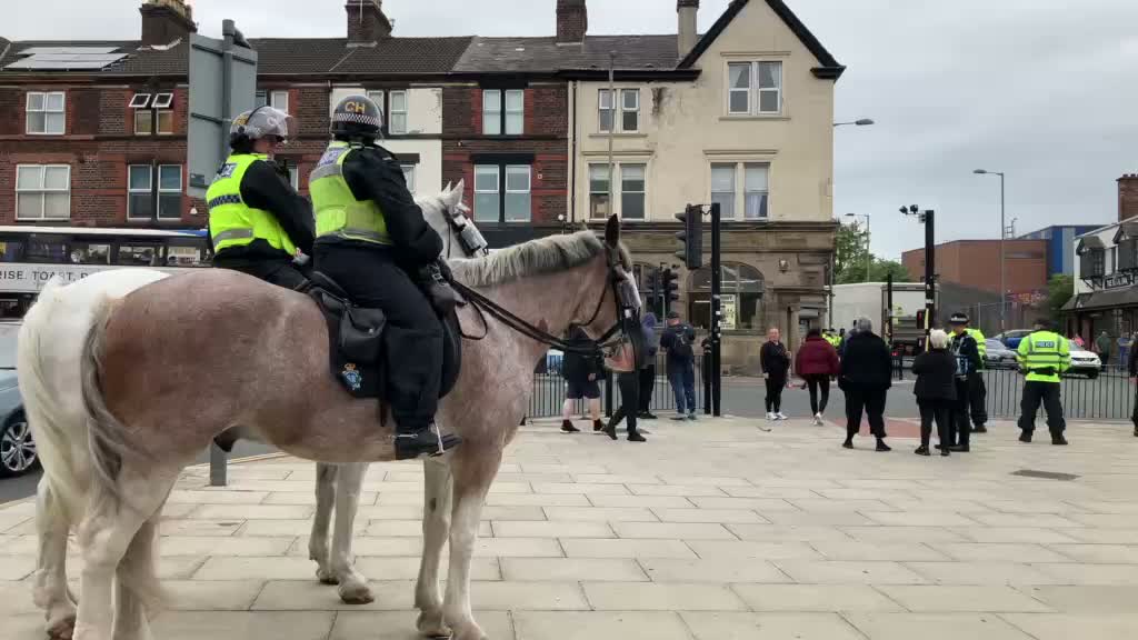 Anti-Immigration Protest in Liverpool Met by Large Police Presence