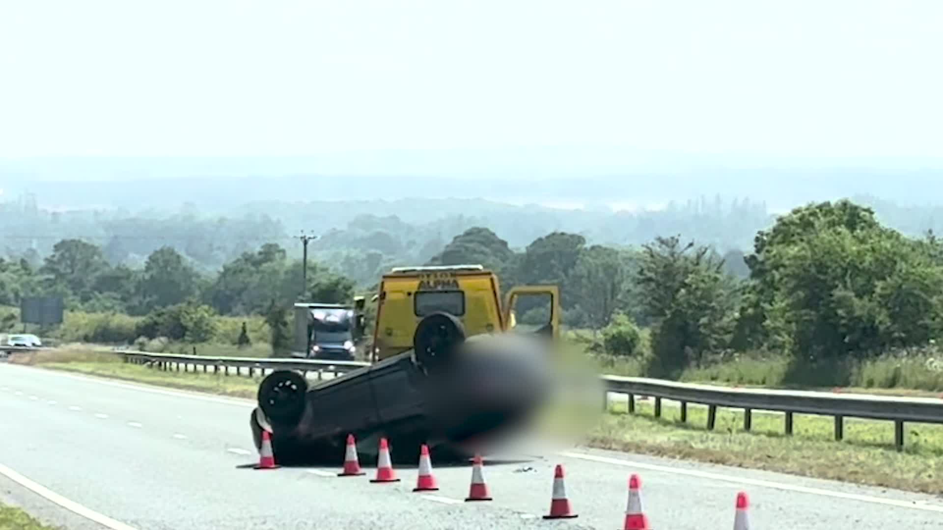 Car Overturns After Two-Vehicle Collision on A1 in Northumberland