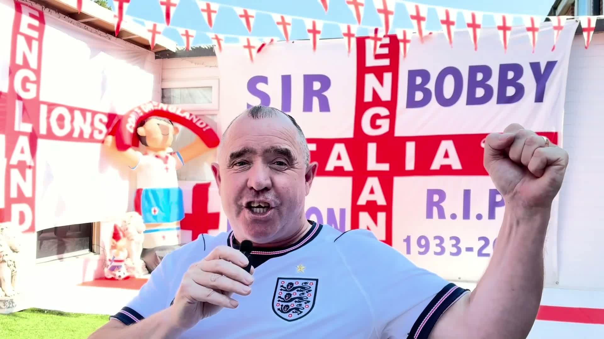 Blyth Grandad's World Cup Fanzone Garden Ready for England vs Norway Party