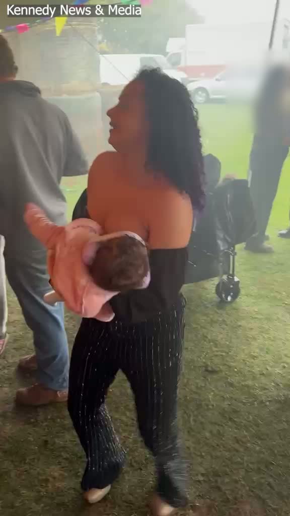 Mum hits back at trolls after breastfeeding while dancing at festival