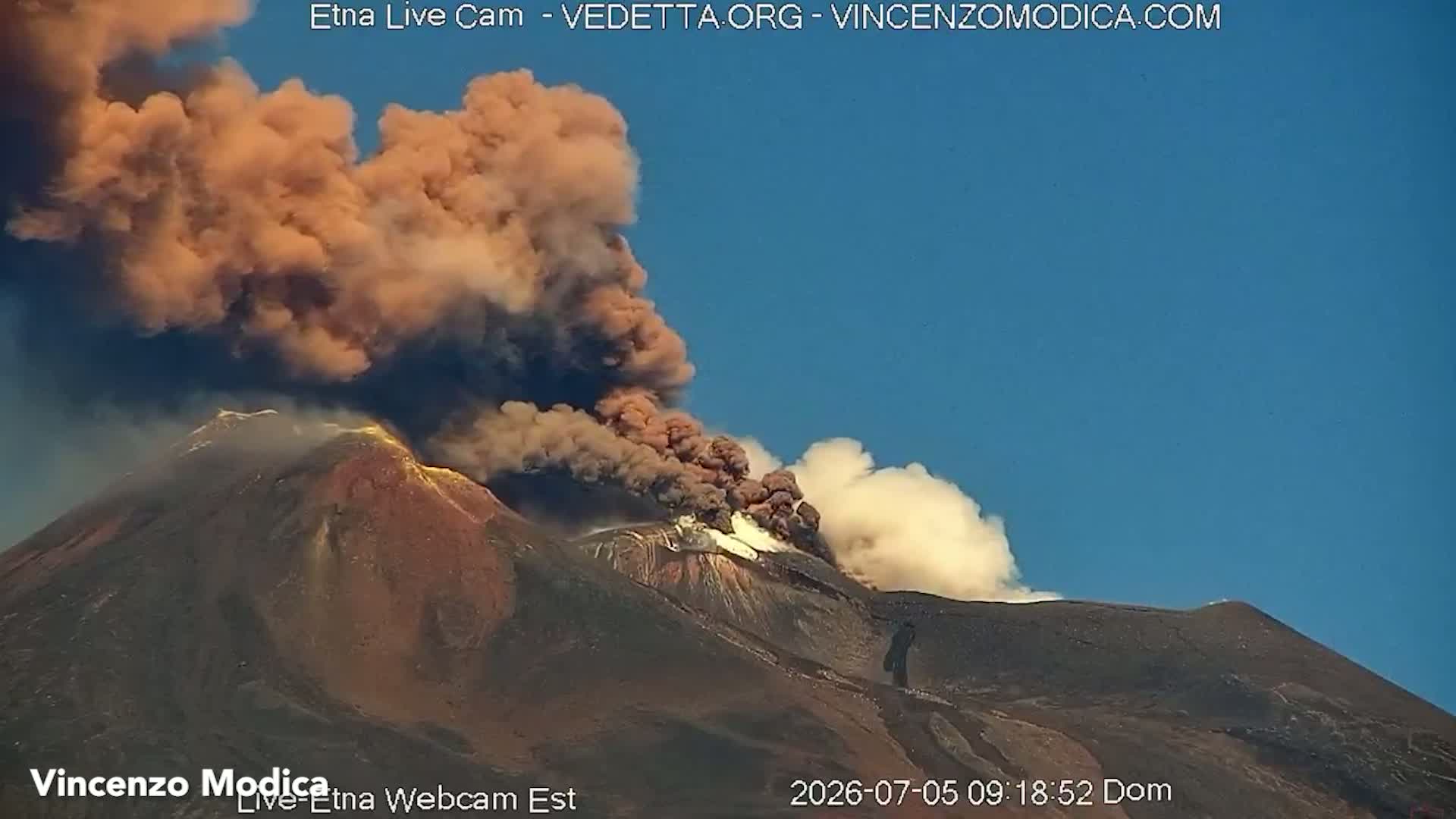 Webcam footage shows dramatic eruption on Mount Etna
