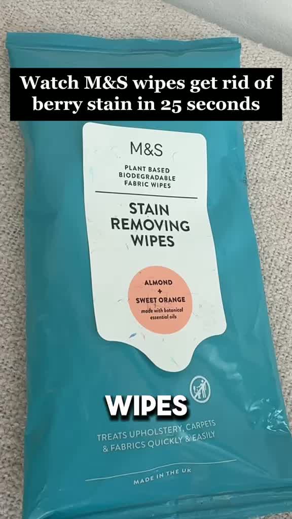 M&S £1.25 Stain Remover Wipes Remove Berry Stain in 25 Seconds
